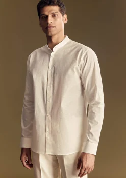 Multi Color Linen Jacket and Shirt Featuring Kantha Detailing