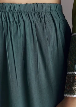 Multi Color Printed Chanderi Anarkali With Stitch Work
