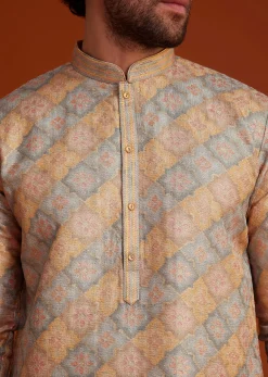 Multi Colour Brocade Kurta Pajama Set