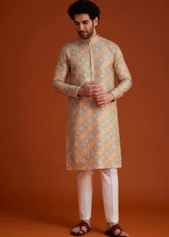 Multi Colour Brocade Kurta Pajama Set