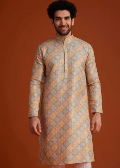 Multi Colour Brocade Kurta Pajama Set