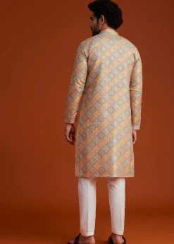 Multi Colour Brocade Kurta Pajama Set