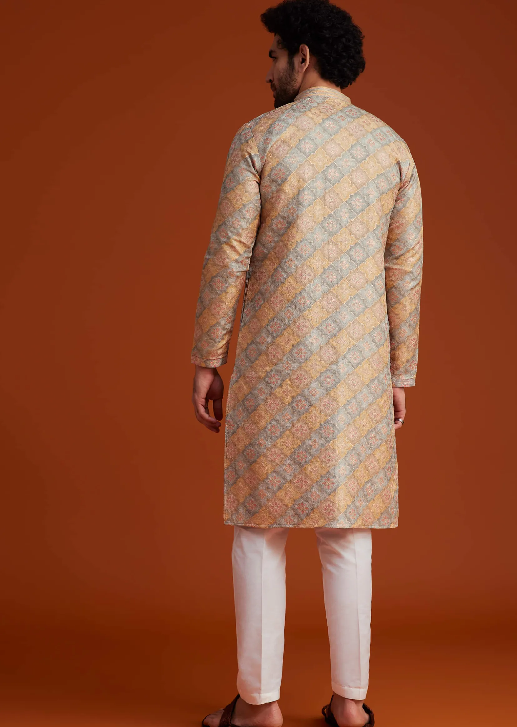 Multi Colour Brocade Kurta Pajama Set