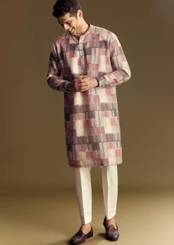 Multi Linen Kurta Set With Artistic Kantha Detailing