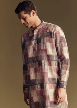 Multi Linen Kurta Set With Artistic Kantha Detailing