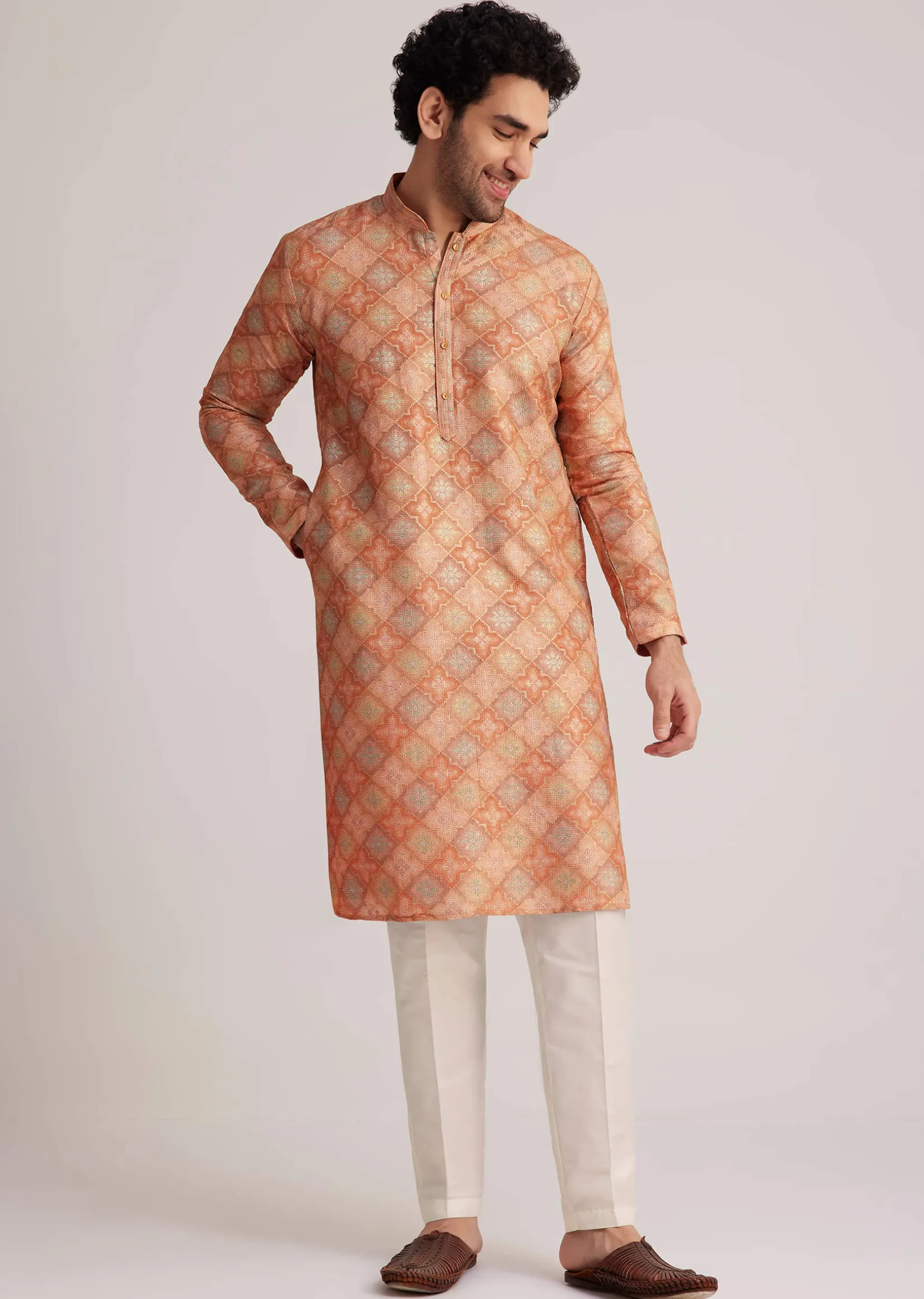 Multicolor Brocade Kurta Set