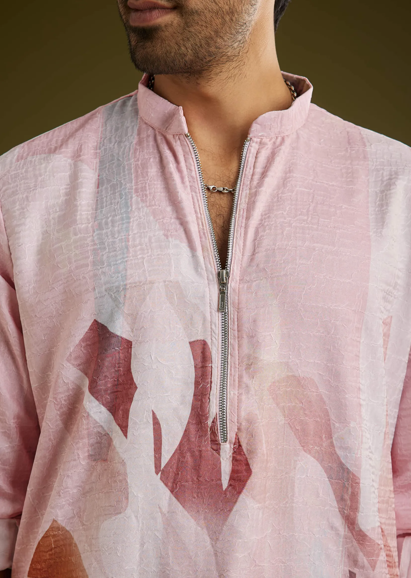 Multicolor Linen Kurta Set With Abstract Print