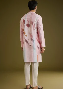 Multicolor Linen Kurta Set With Abstract Print