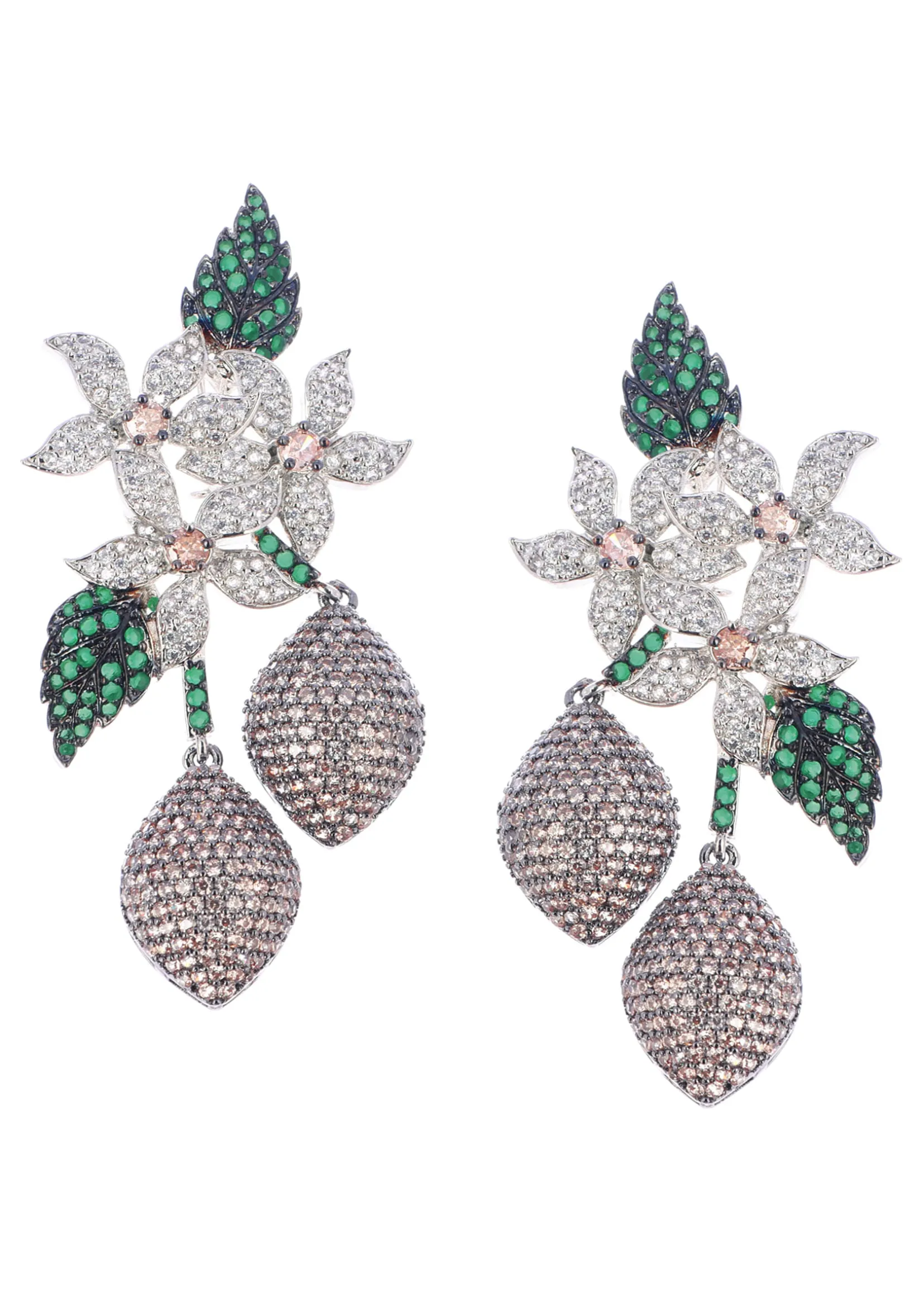 Multicolour Black Finish Diamond Dangler In Mix Metal