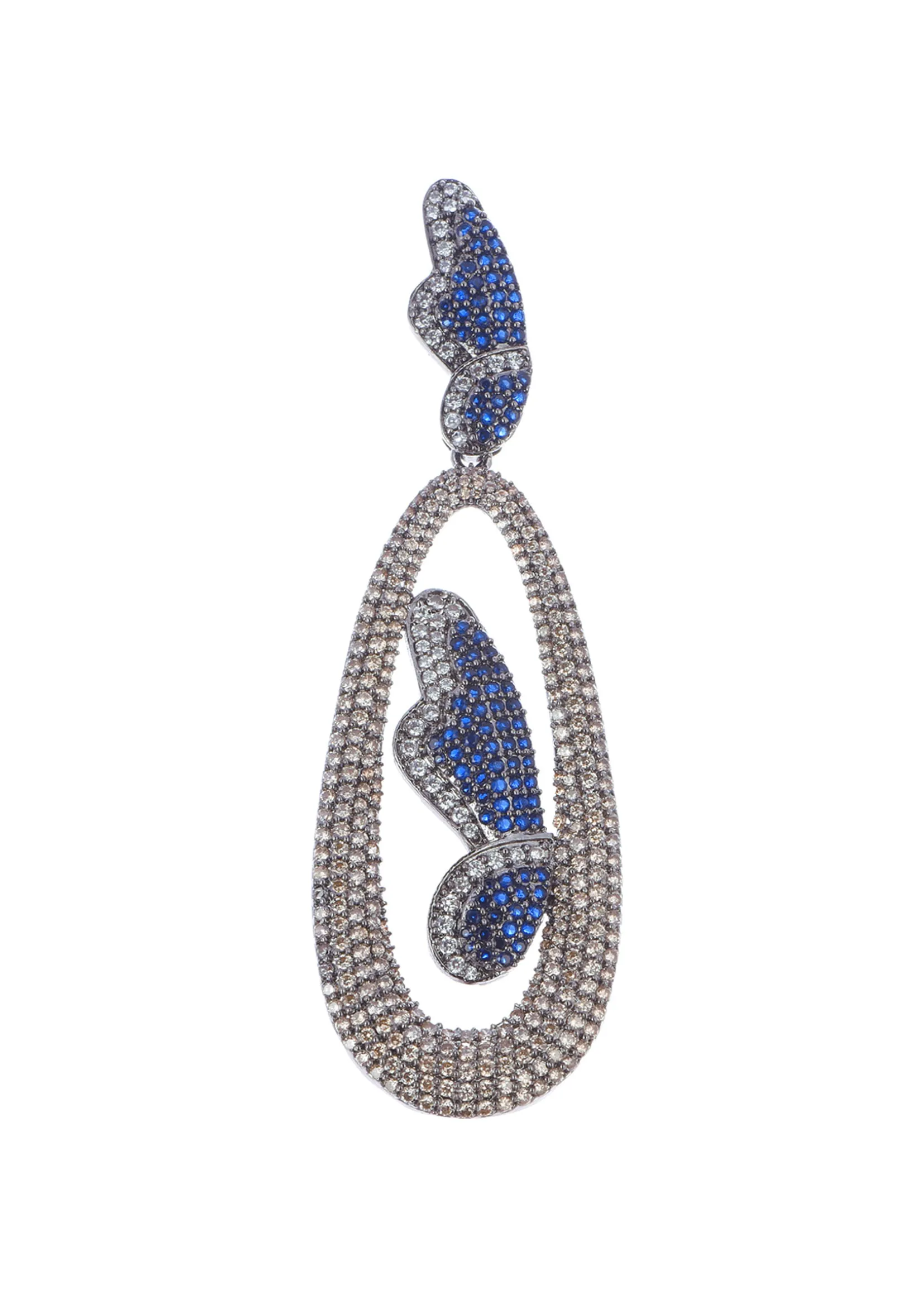 Multicolour Black Toned Diamond Dangler Earrings In Mix Metal