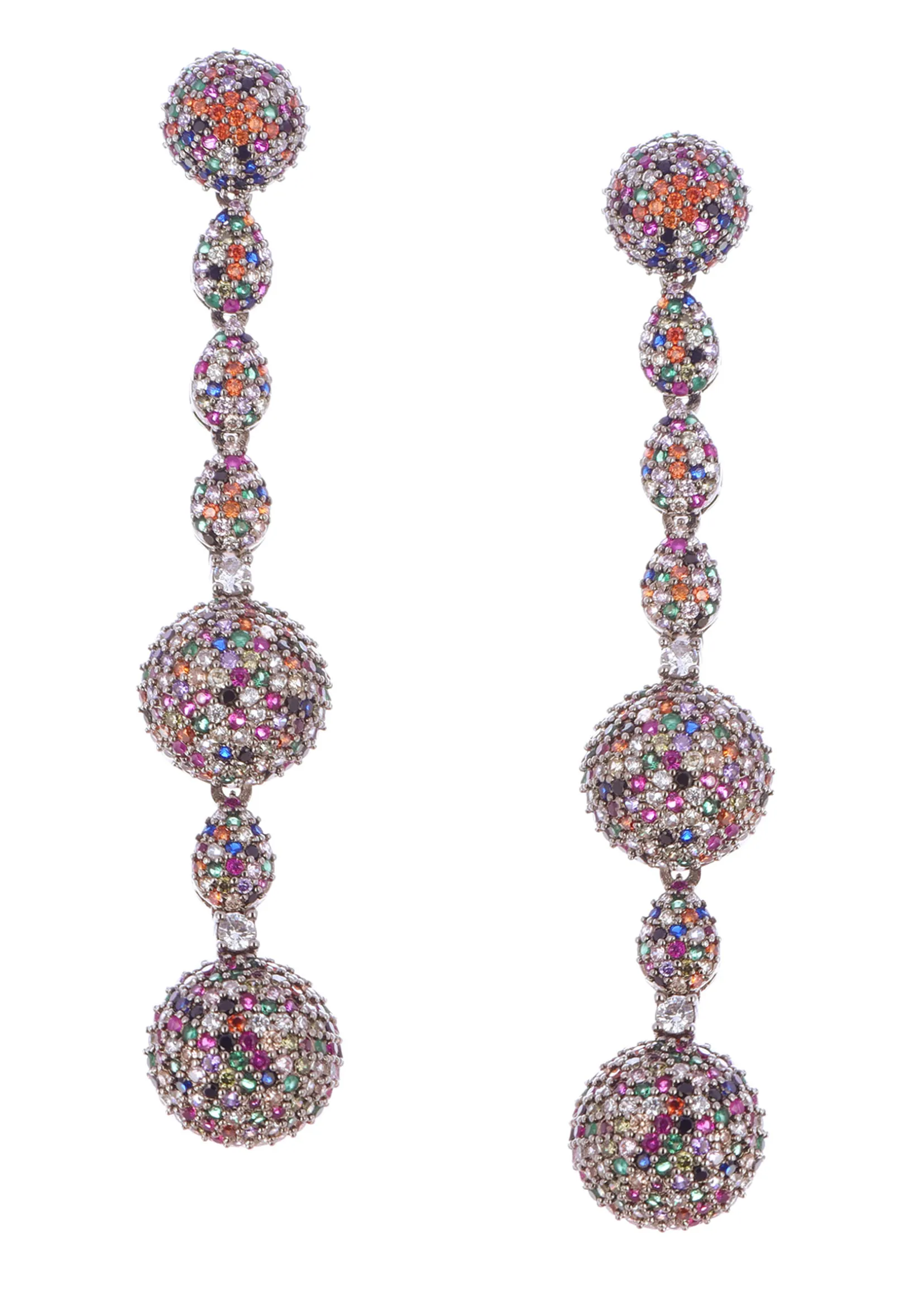 Multicolour Diamond Danglers In Mix Metal