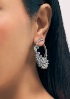Multicolour Diamond Dangler Earrings In Mix Metal