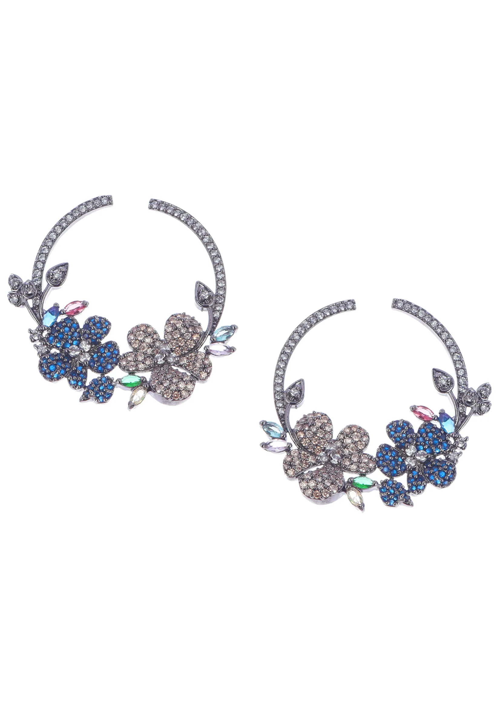 Multicolour Diamond Dangler Earrings In Mix Metal