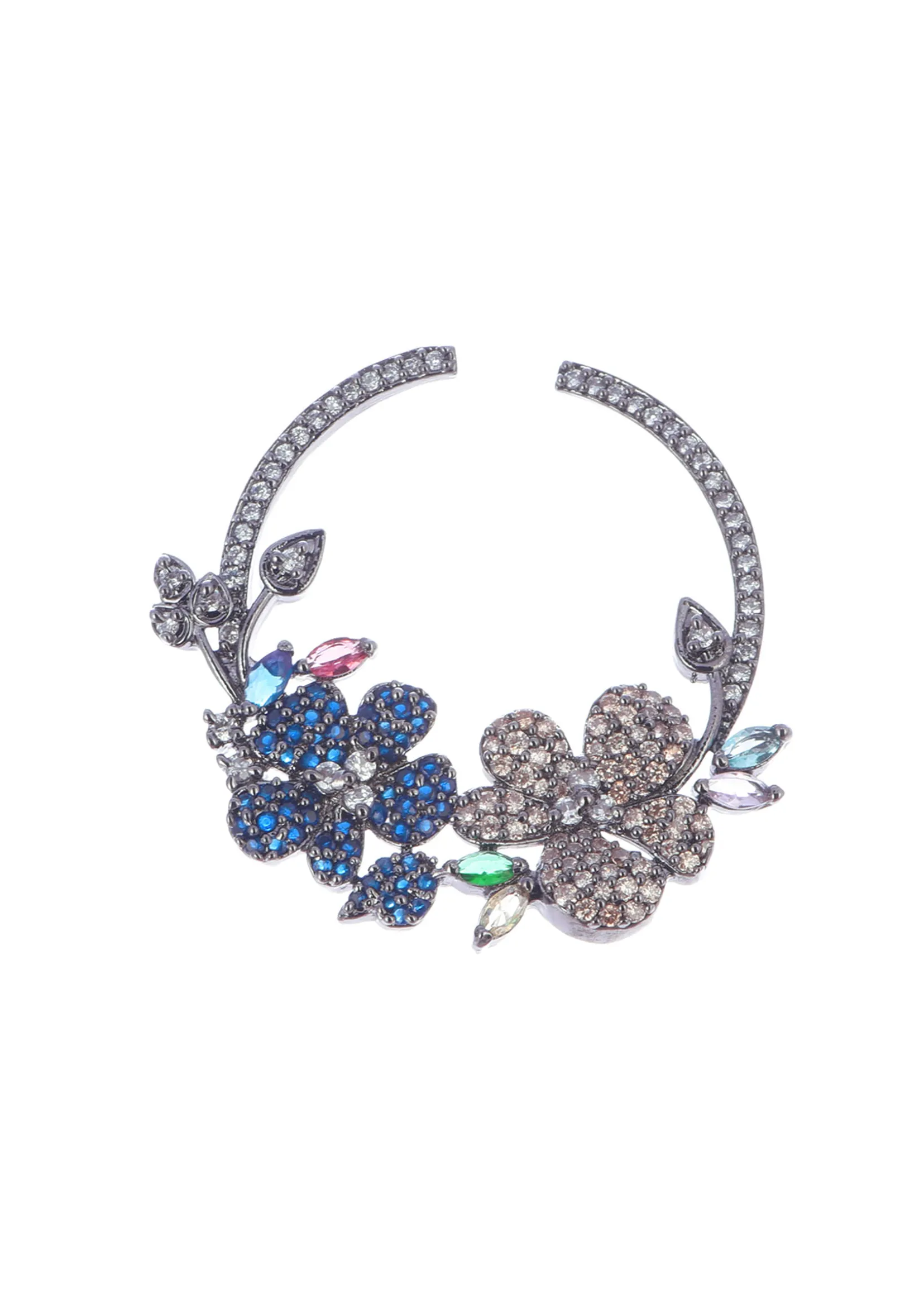 Multicolour Diamond Dangler Earrings In Mix Metal