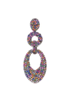 Multicolour Diamond Earrings In Mix Metal