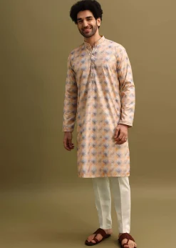 Multicolour Printed Cotton Kurta And Pant