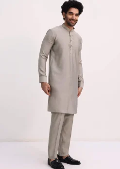 Multicolour Self Work Kurta Jacket Set