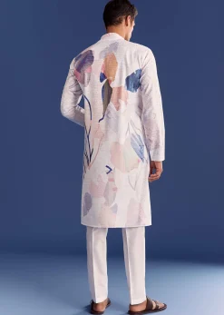 Multicolour Silk Kurta Set With Abstract Print