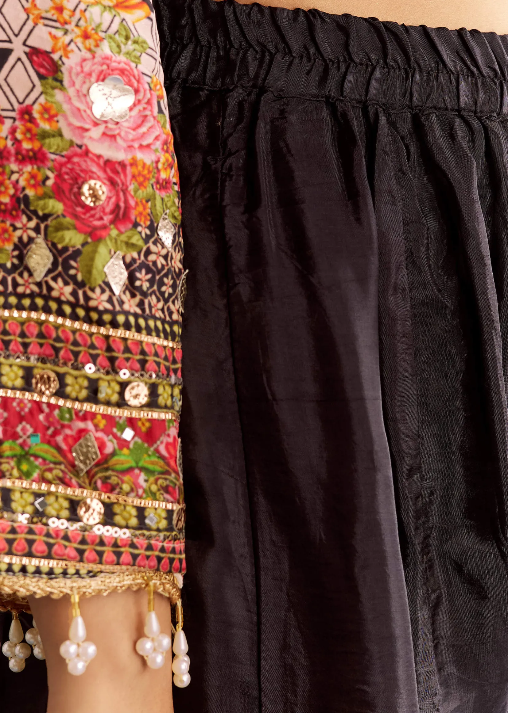 Multicolour Tabby Silk Printed Kurta Palazzo With Dupatta
