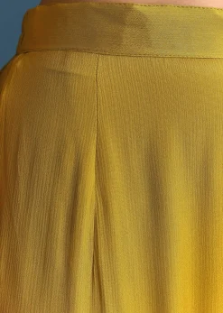 Mustard Silk Kurta Sharara Suit With Sequins And Cutdana Work