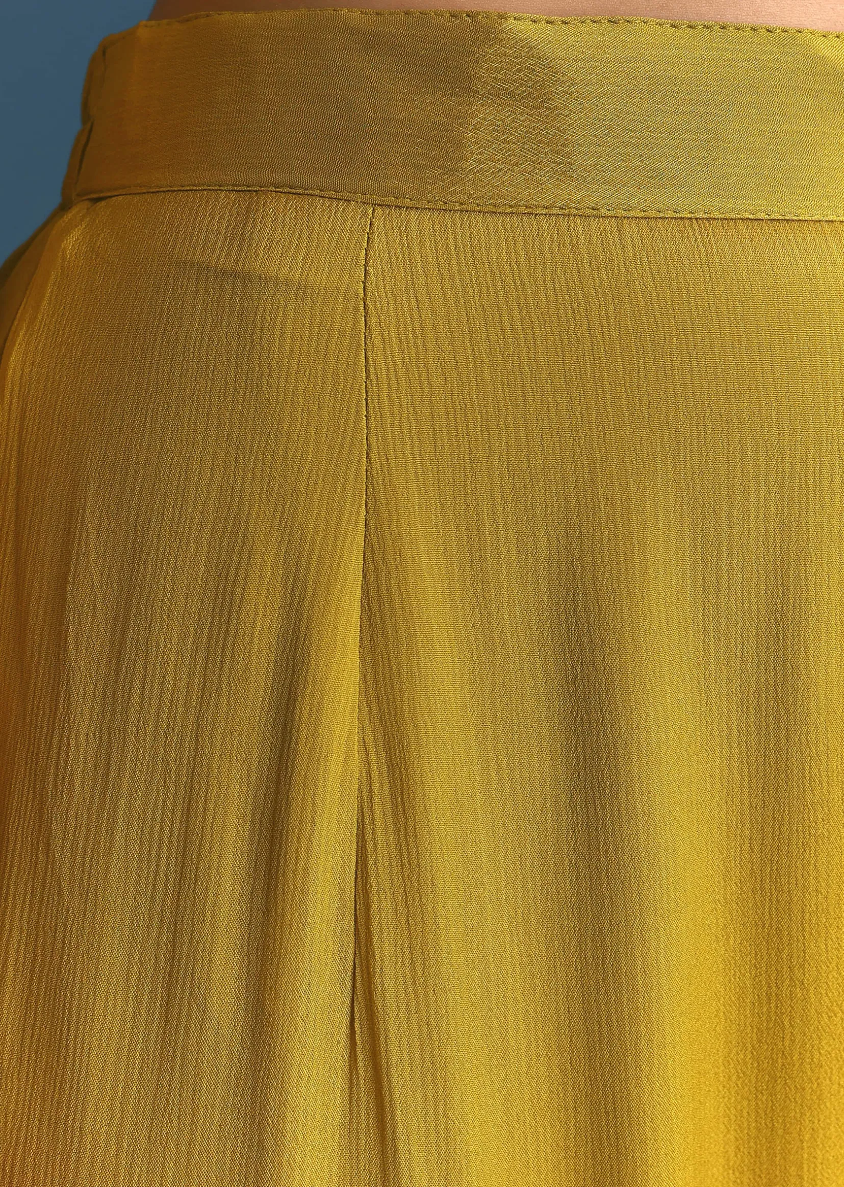 Mustard Silk Kurta Sharara Suit With Sequins And Cutdana Work