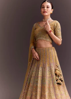 Mustard Yellow Embroidered Lehenga Set