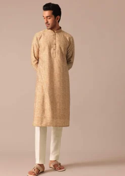 Mustard Yellow Muslin Silk Kurta Set