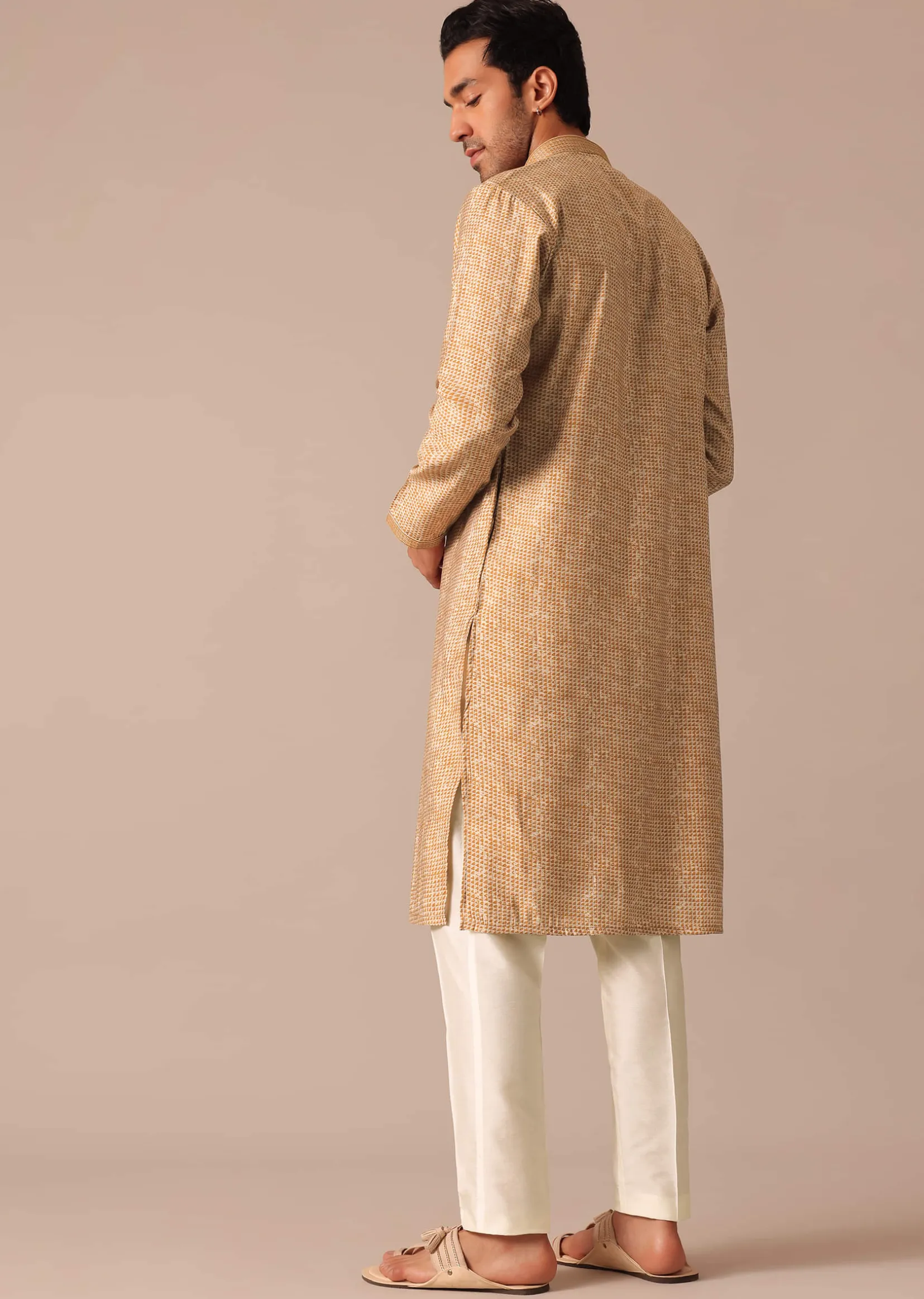 Mustard Yellow Muslin Silk Kurta Set