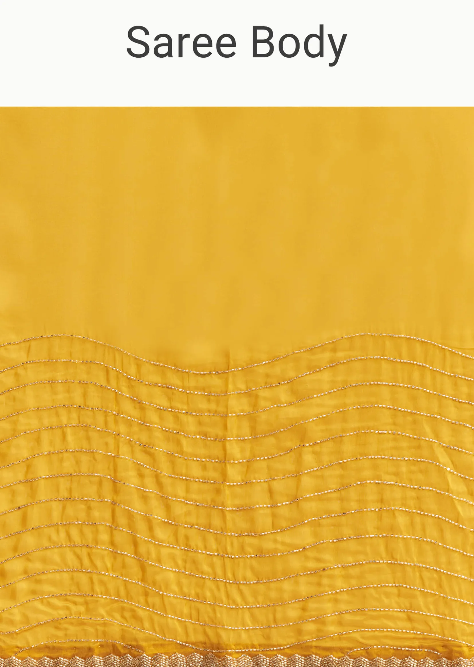 Mustard Yellow Organza Saree With Scallop Border And Stone Work