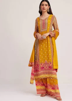 Mustard Yellow Printed Palazzo Set