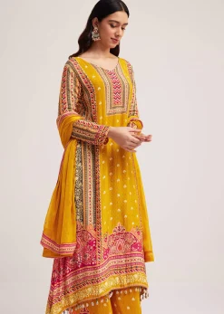 Mustard Yellow Printed Palazzo Set