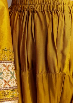 Mustard Yellow Silk Kurta Patiala With Gotta Lace Dupatta