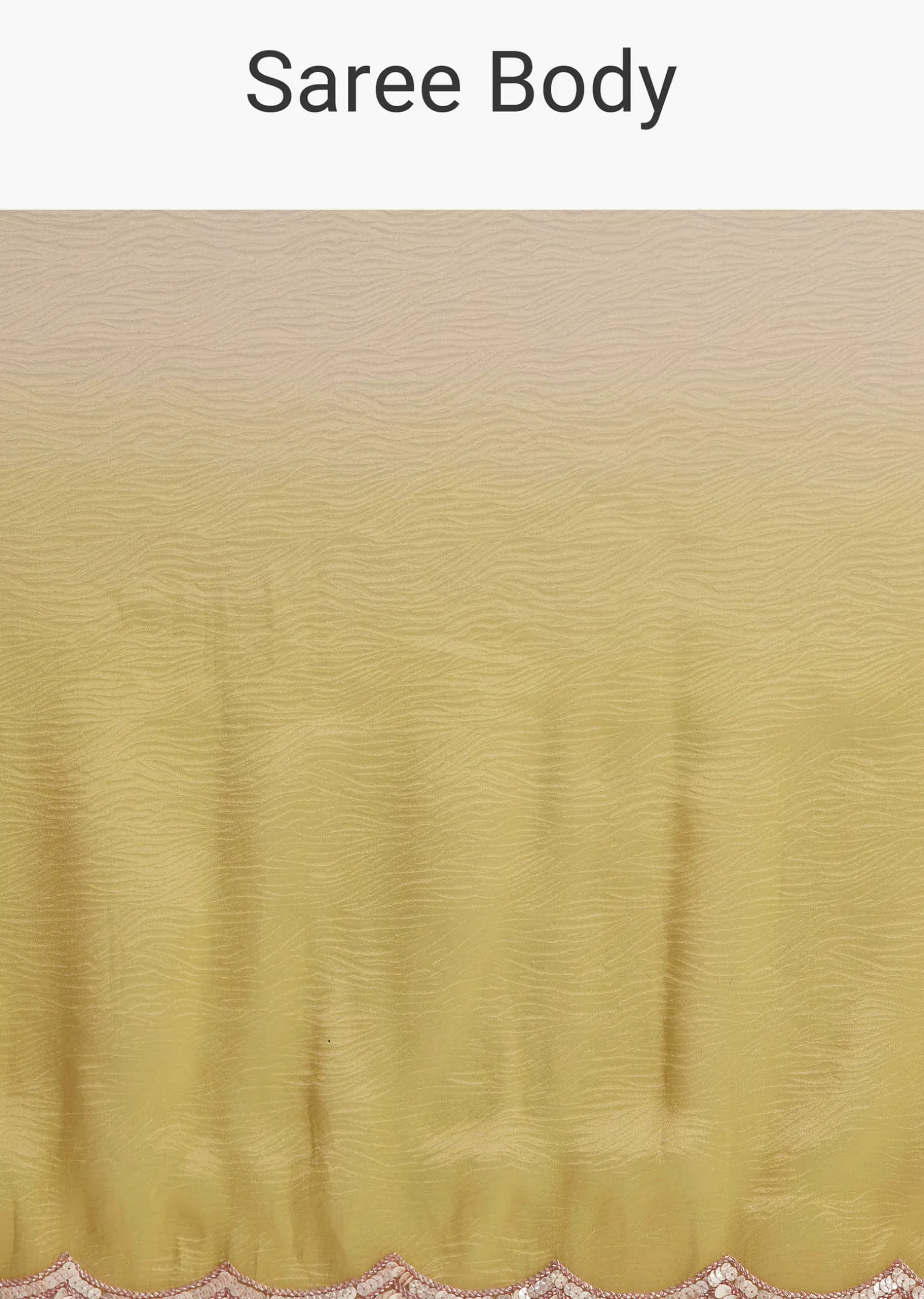 Mustard Yellow Triple Shaded Crushed Tissue Saree With Scallop Border