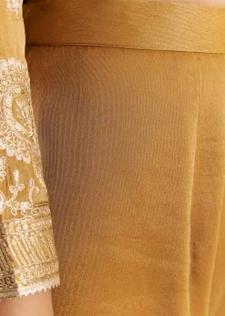 Mustard Yellow Zardosi Embroidered Anarkali Dupatta Set