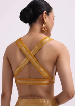 Mustard Yellow Zari Woven Chanderi Saree With Unstitched Blouse