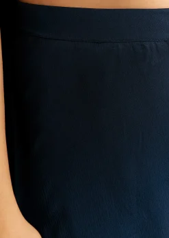 Navy Blue Chinon Cape Style Kurta With Zardosi Neckline