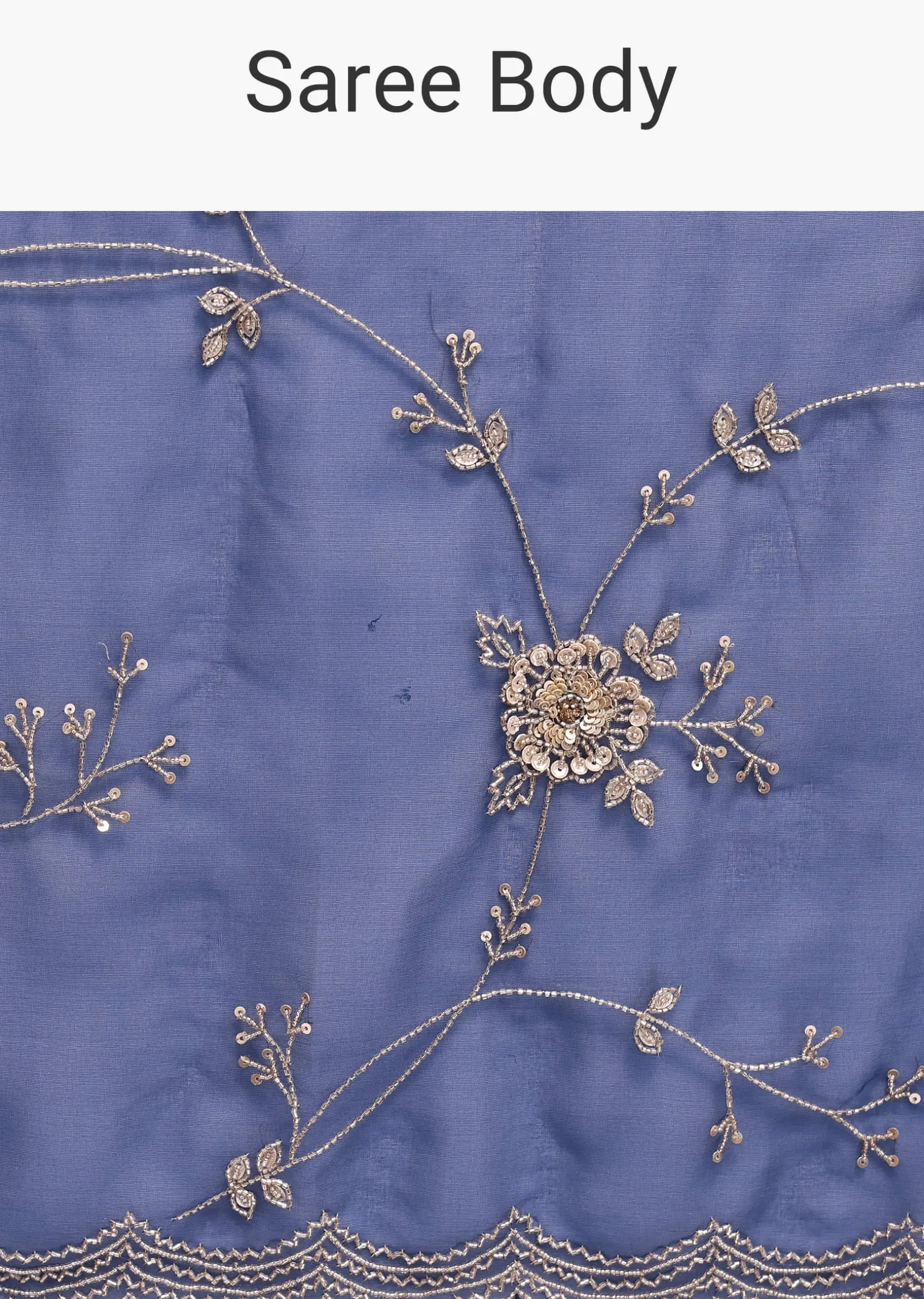 Navy Blue Cutdana Embroidered Saree With Unstitched Blouse