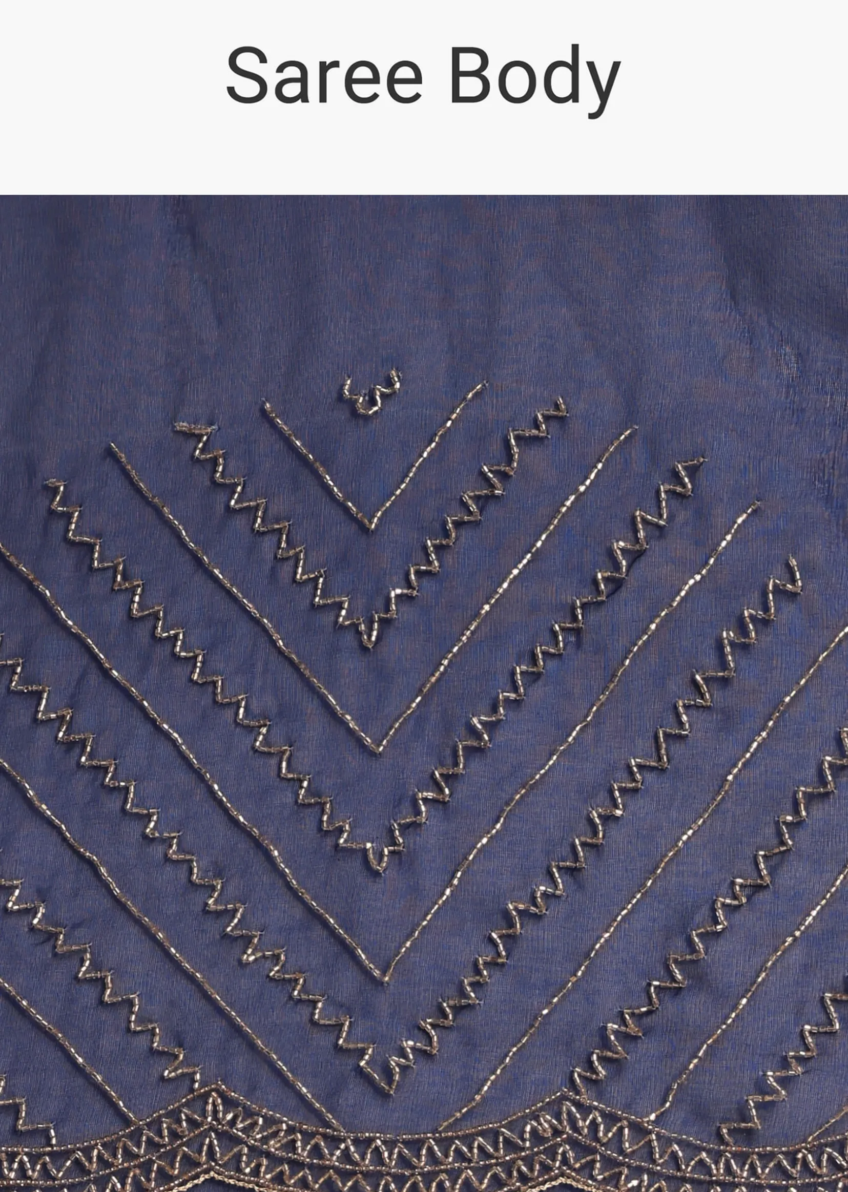 Navy Blue Cutdana Embroidered Saree With Unstitched Blouse