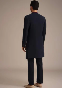 Navy Blue Indowestern Set With Animal Motif Broach
