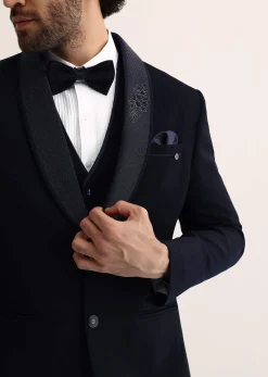 Navy Blue Intricate Embroidered Tuxedo
