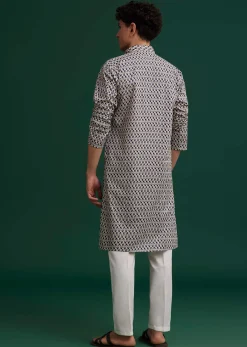 Navy Blue Jaipuri Cotton Block Printed Kurta Set