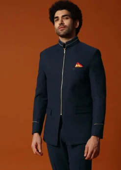 Navy Blue Jodhpuri Suit For Men