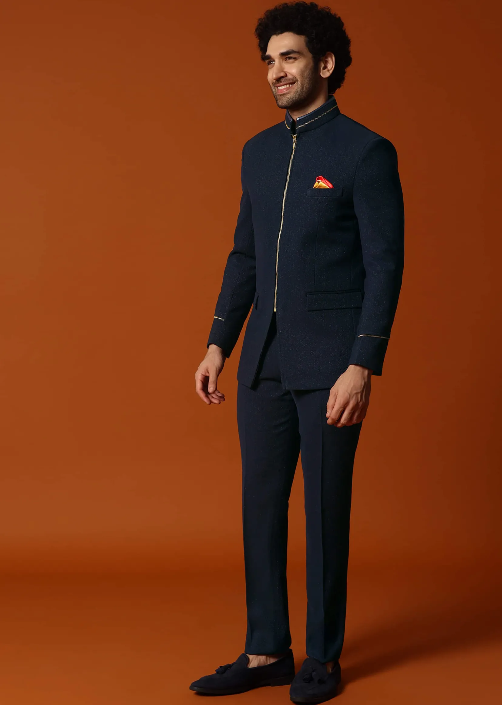 Navy Blue Jodhpuri Suit For Men