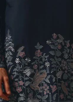 Navy Blue Kurta Set In Resham Work For Men