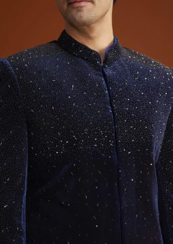 Navy Blue Velvet Indo Western Set