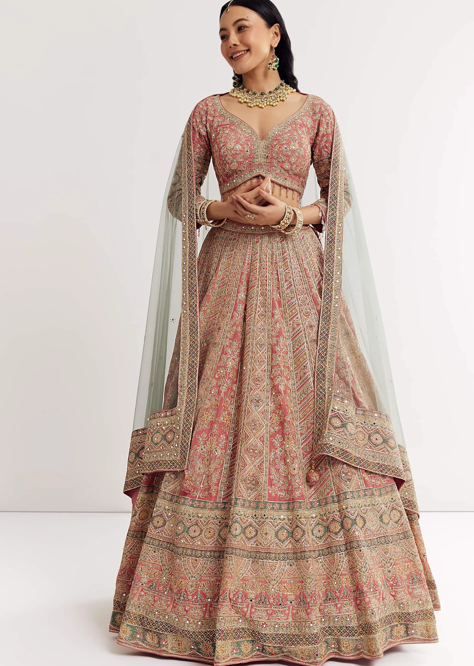Net Dupatta Georgette Printed Lehenga With Stone Embroidery