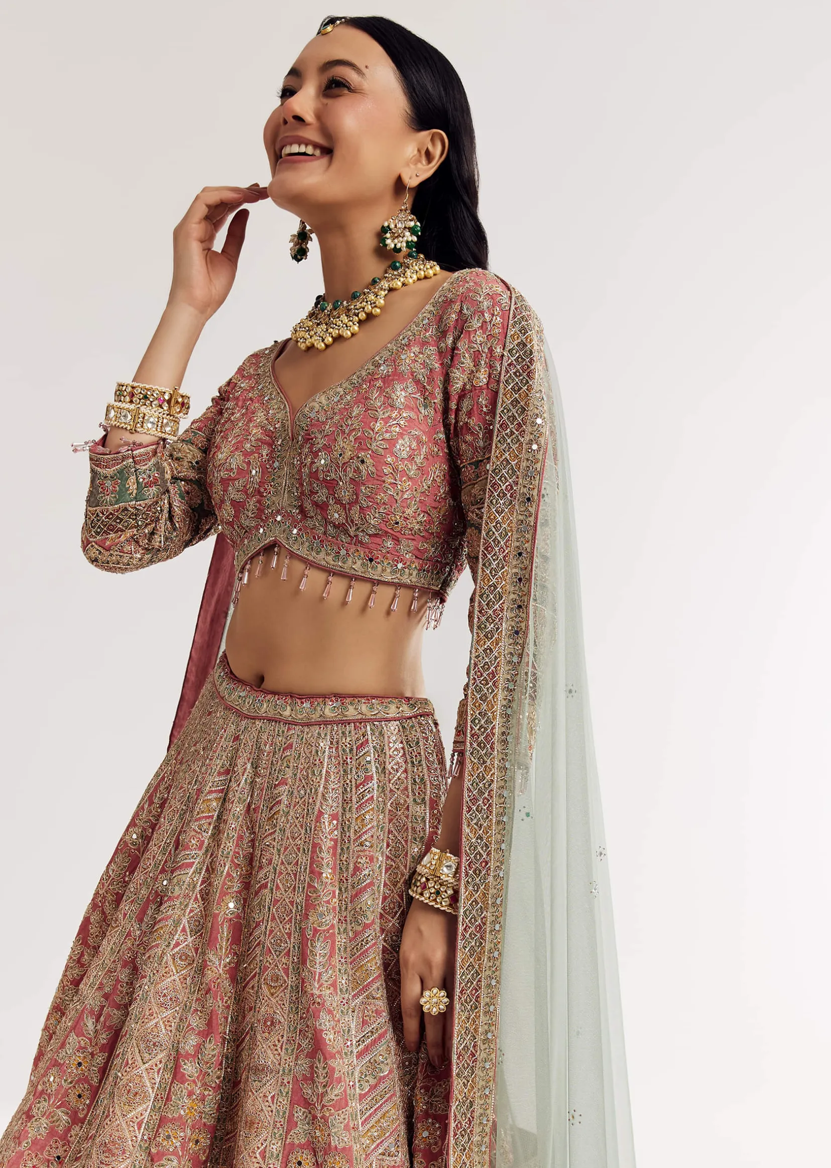 Net Dupatta Georgette Printed Lehenga With Stone Embroidery