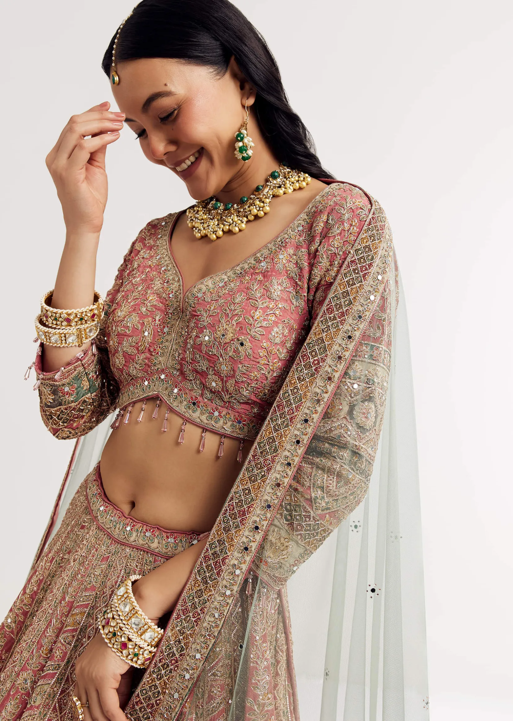 Net Dupatta Georgette Printed Lehenga With Stone Embroidery