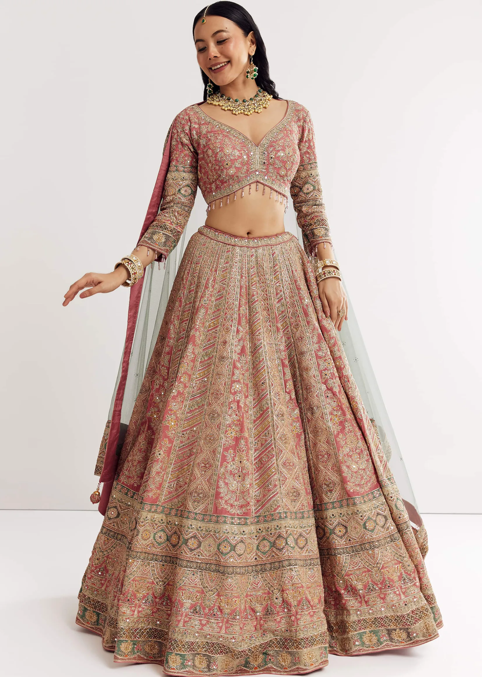 Net Dupatta Georgette Printed Lehenga With Stone Embroidery