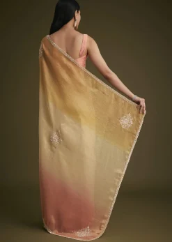Ochre Yellow Triple Tone Tissue Saree